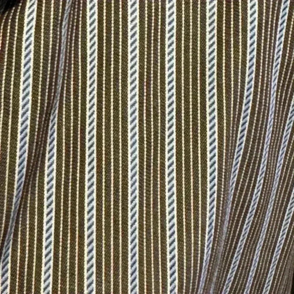 Pronto Uomo - Men’s Button up shirt brown and blue stripes- Size Large - Picture 3 of 5